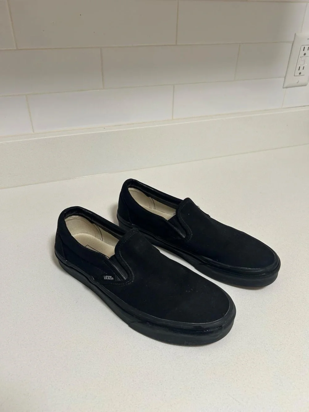 Vans Classic Slip-On Triple Black Canvas Shoes Mens 8.5